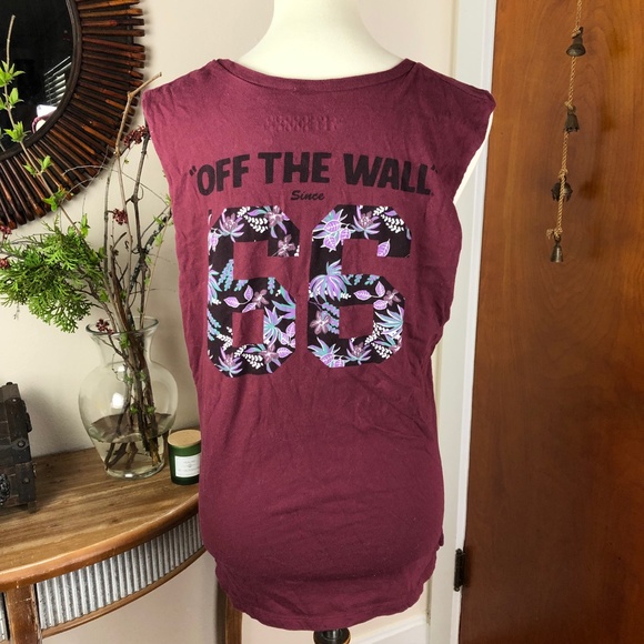 VANS Oversized Tropical Muscle Tank Burgundy Red Size XS - Picture 1 of 8